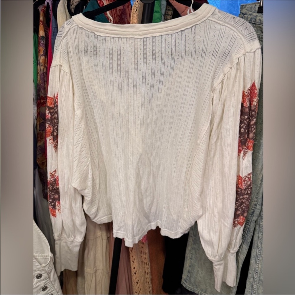 NWT Free People Quinn Quilt Cuff Henley Clean Ivory Combo - Small, medium, large - Picture 8 of 11
